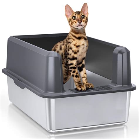 extra large stainless steel litter box with lid|stainless steel litter box covered.